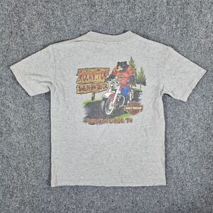 Harley Davidson Rocky Top Bear Motorcycle Graphic T Shirt Gray Youth‎ Size Small